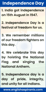 speech on independence day 5 lines