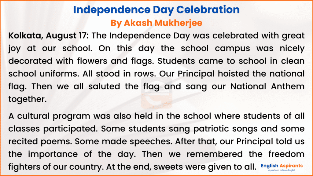 short essay on independence day celebration in my school