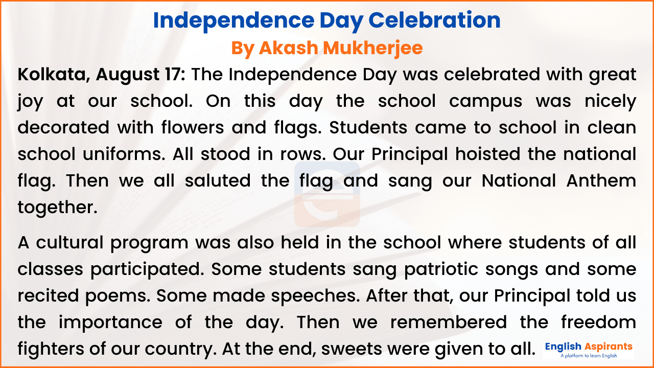 report on independence day celebration in school	