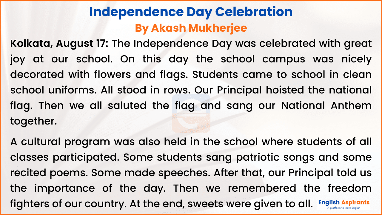 Report Writing On Independence Day Celebration 5 Examples 