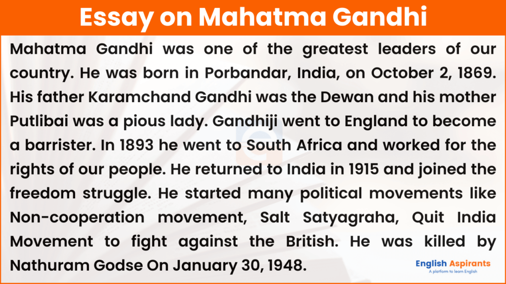 mahatma gandhi great leader essay