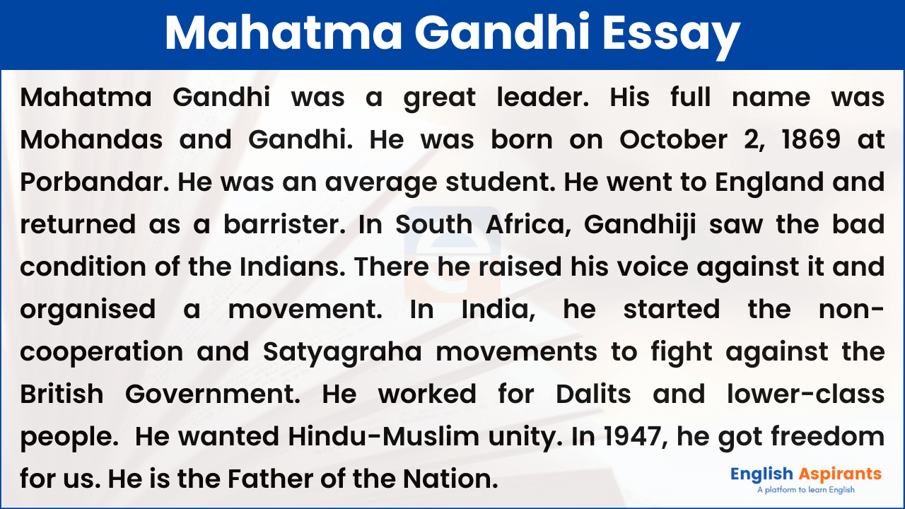 mahatma gandhi essay with heading