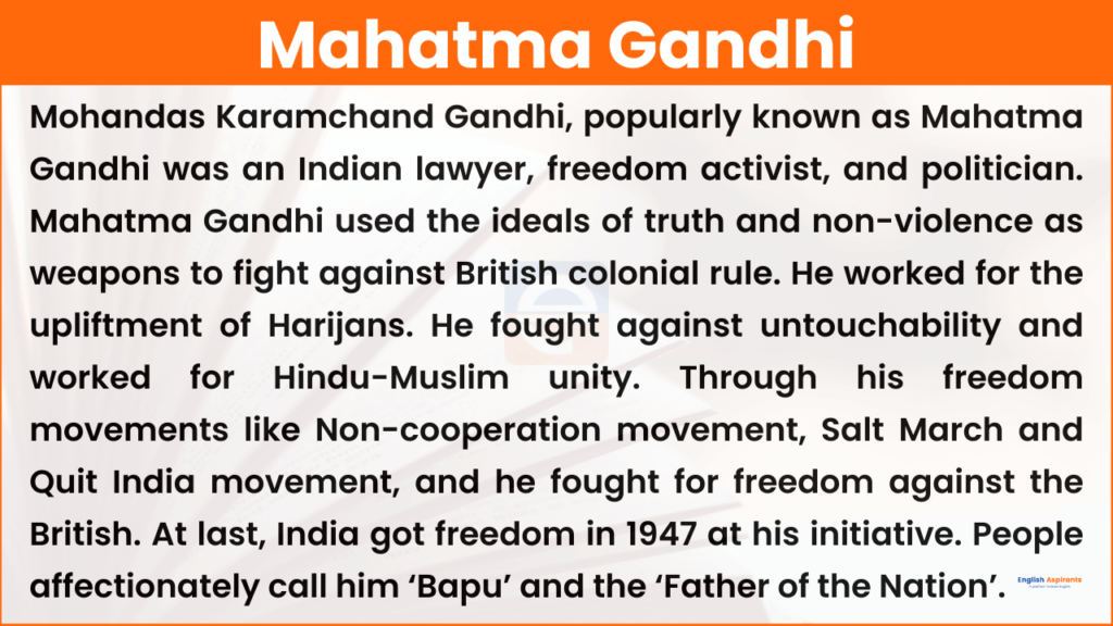 150 words essay on mahatma gandhi