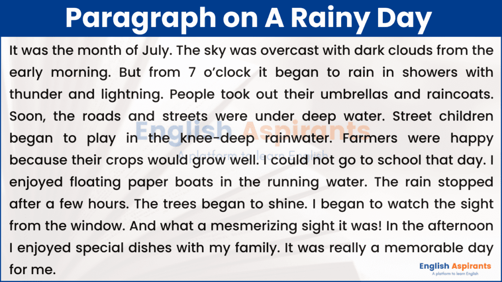 essay on rainy day for class 4th