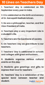 teachers day essay in english 10 lines for class 4