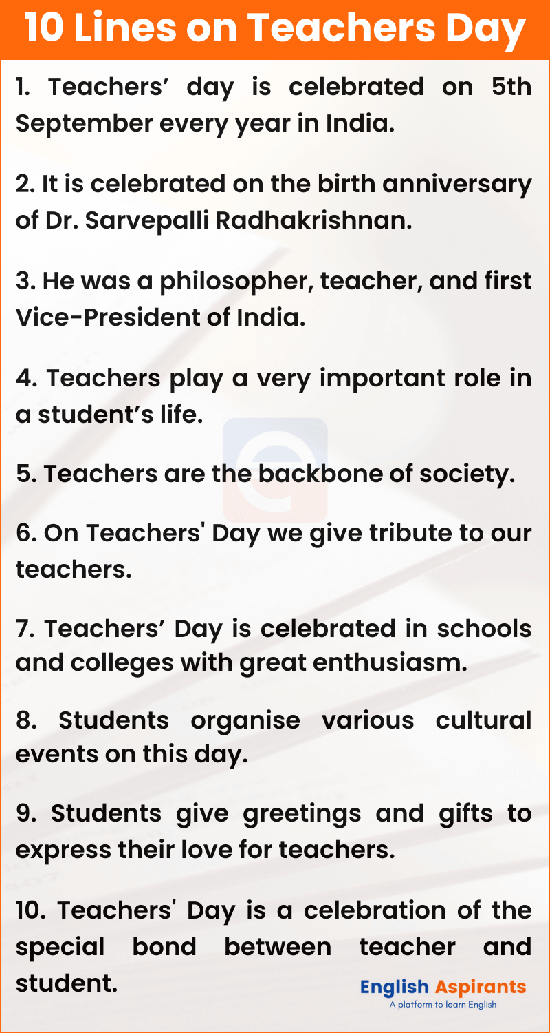 teachers day essay 5 lines