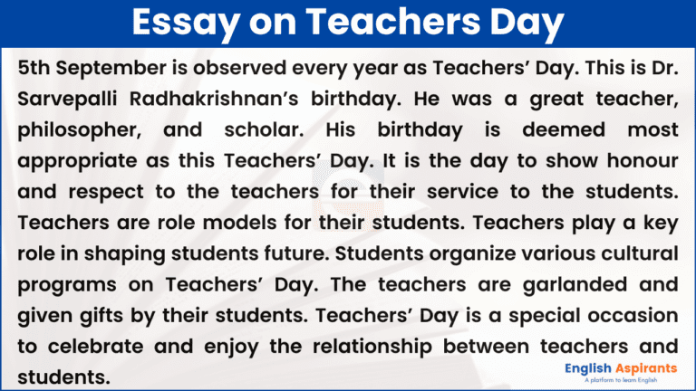 teachers day essay in english 300 words