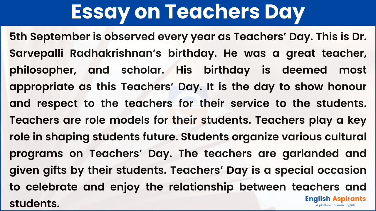 Teachers Day Essay in English