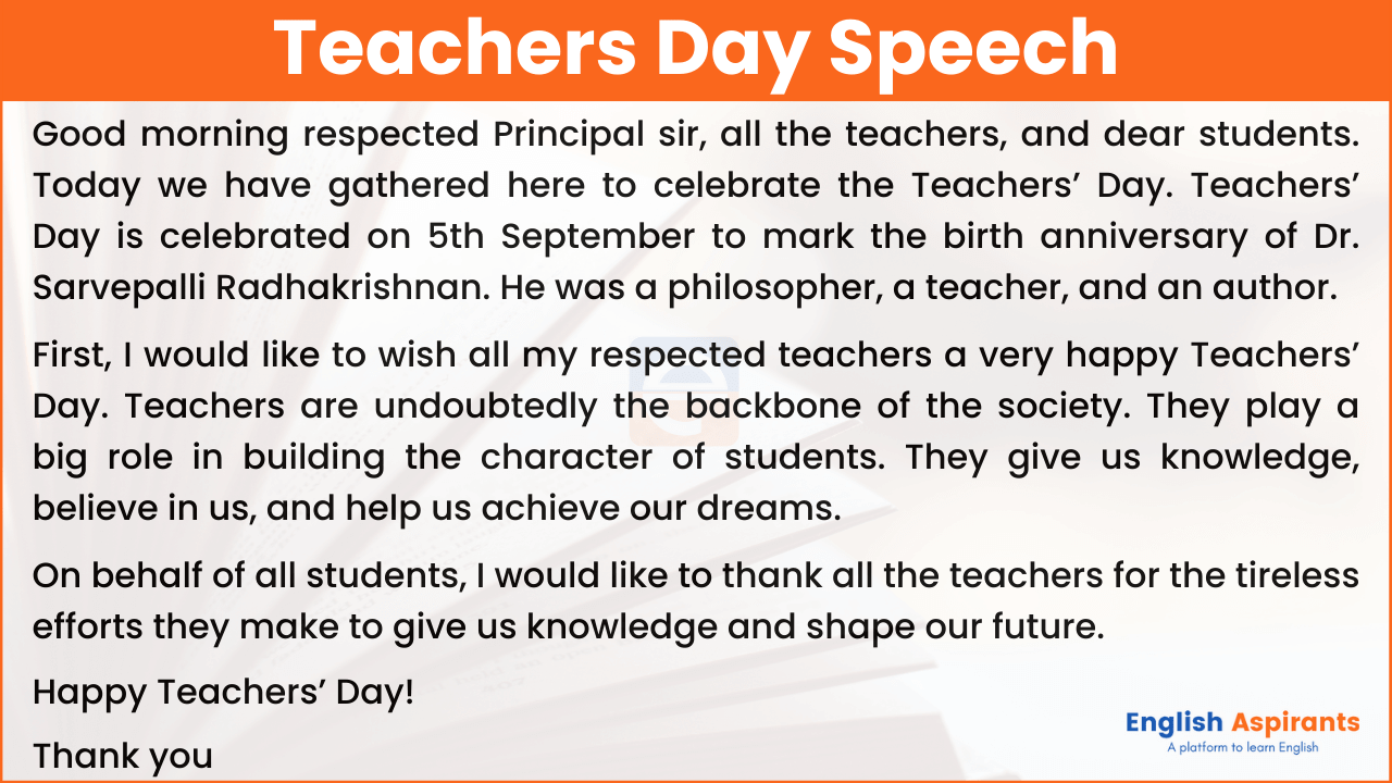 Teachers Day Speech in English