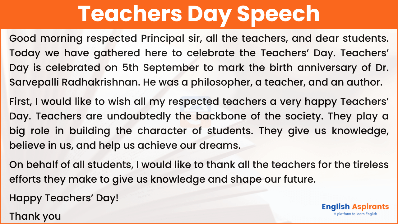 Teachers Day Speech In English 2025 Short Simple Best PDF