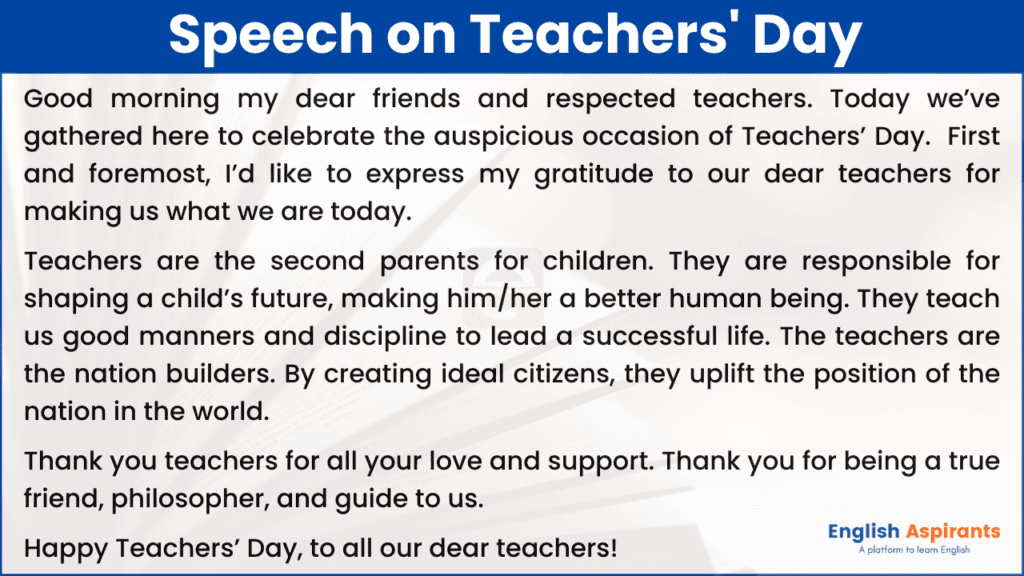 Teachers Day Speech in English 2024 [Short, Simple & Best] PDF