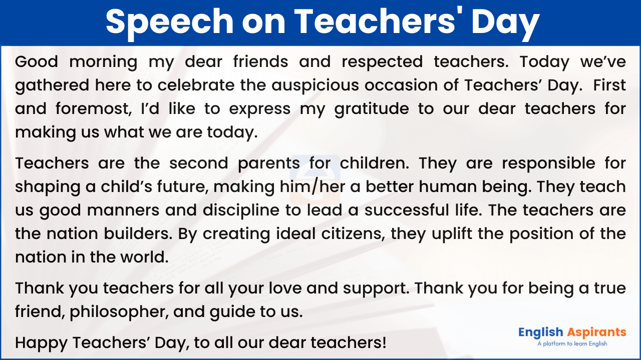 good speech in english for teachers day