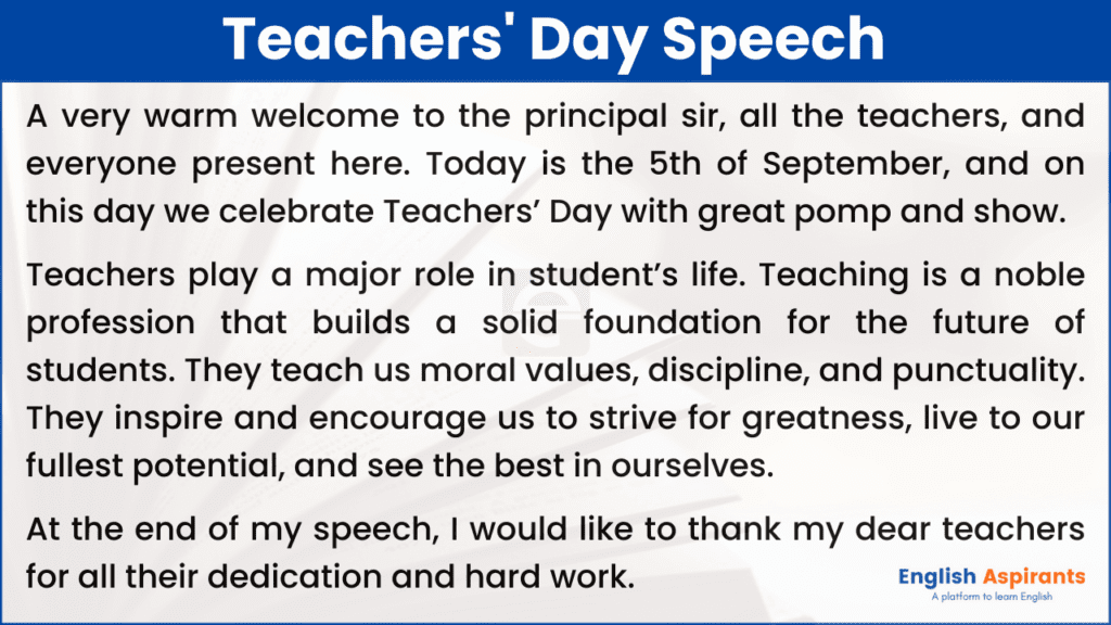 speech on teachers for class 7