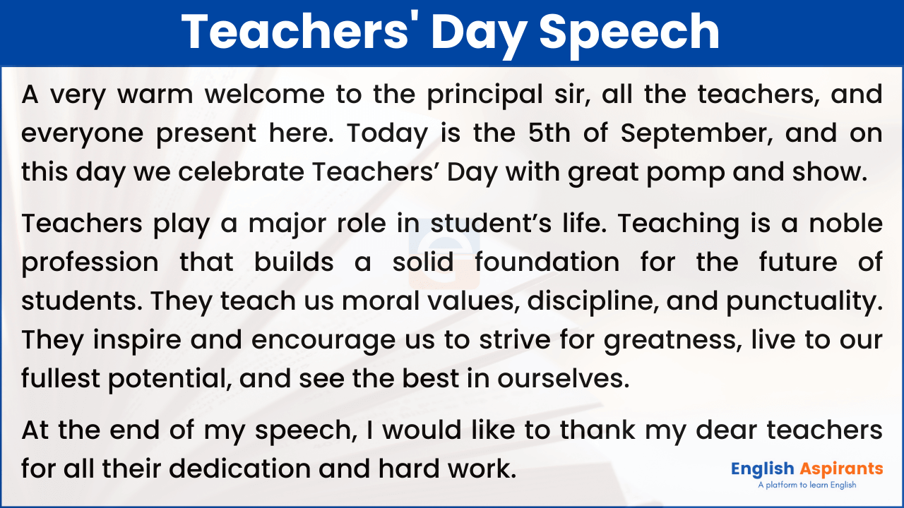 short speech on Teachers Day for kids