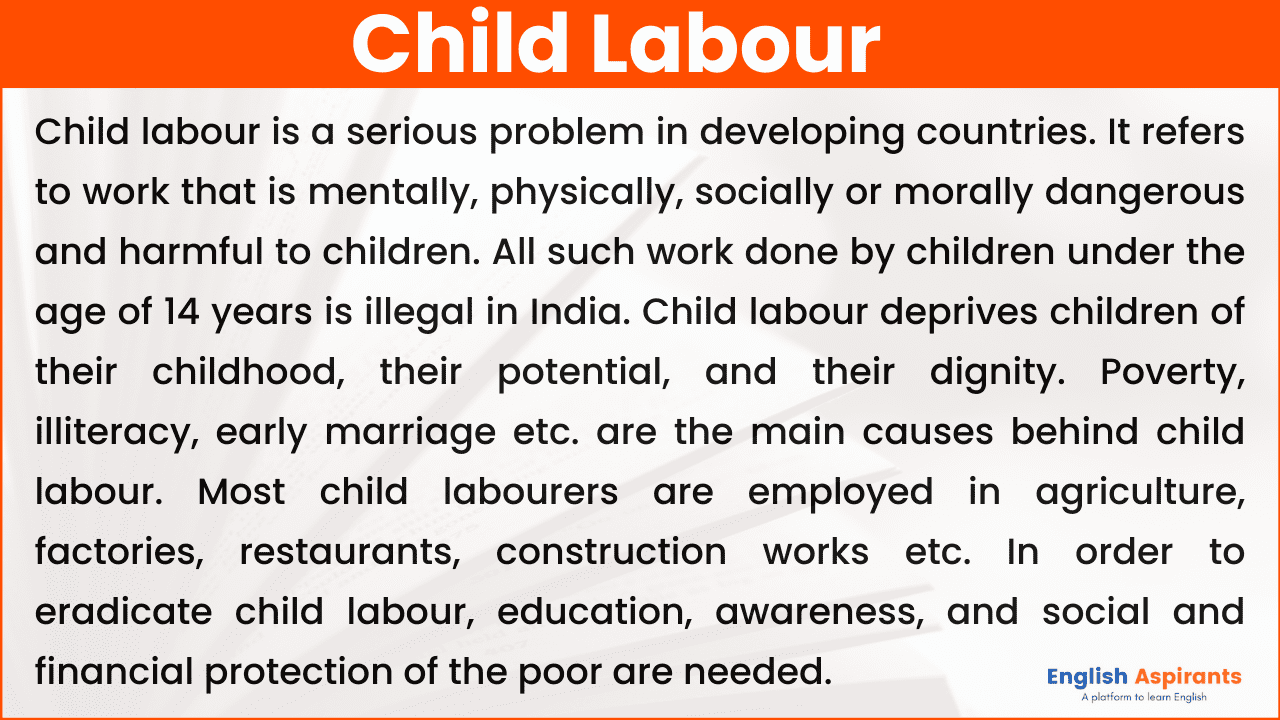 child labour essay in english class 12