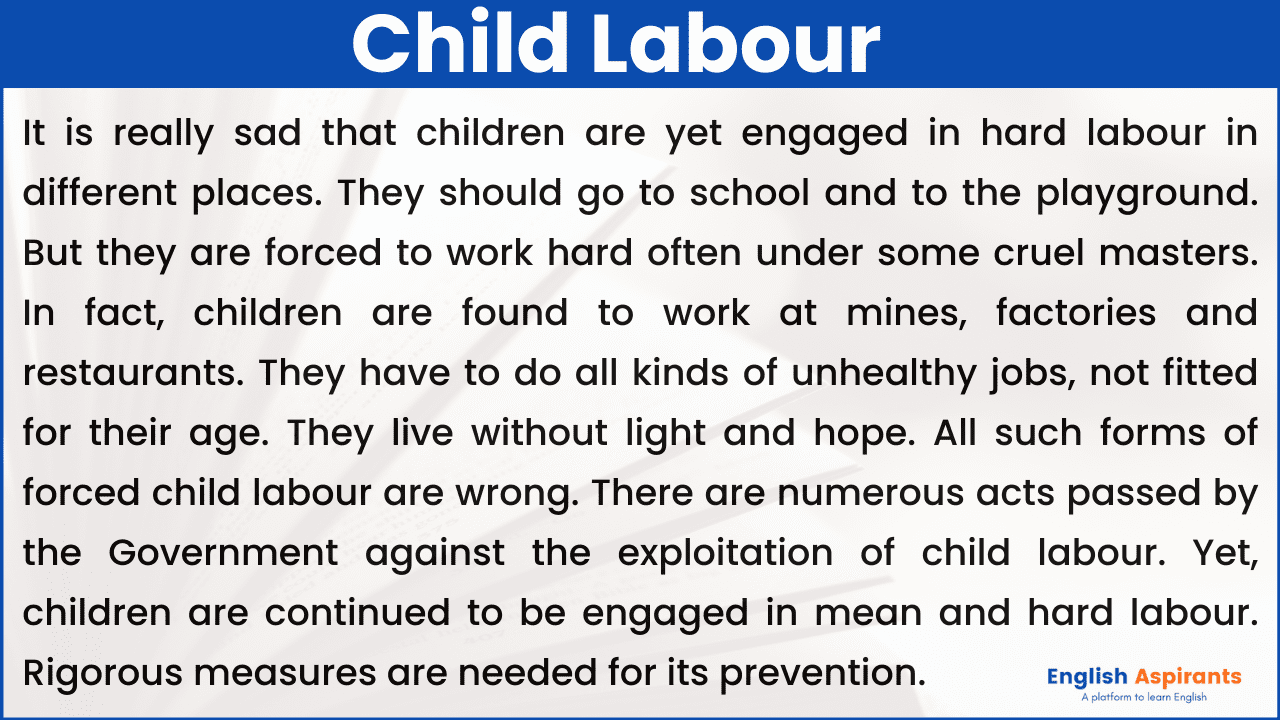 child labour essay class 10