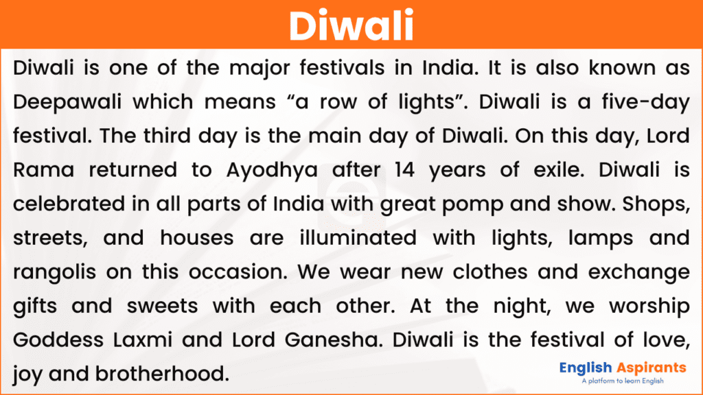 essay on diwali 100 words