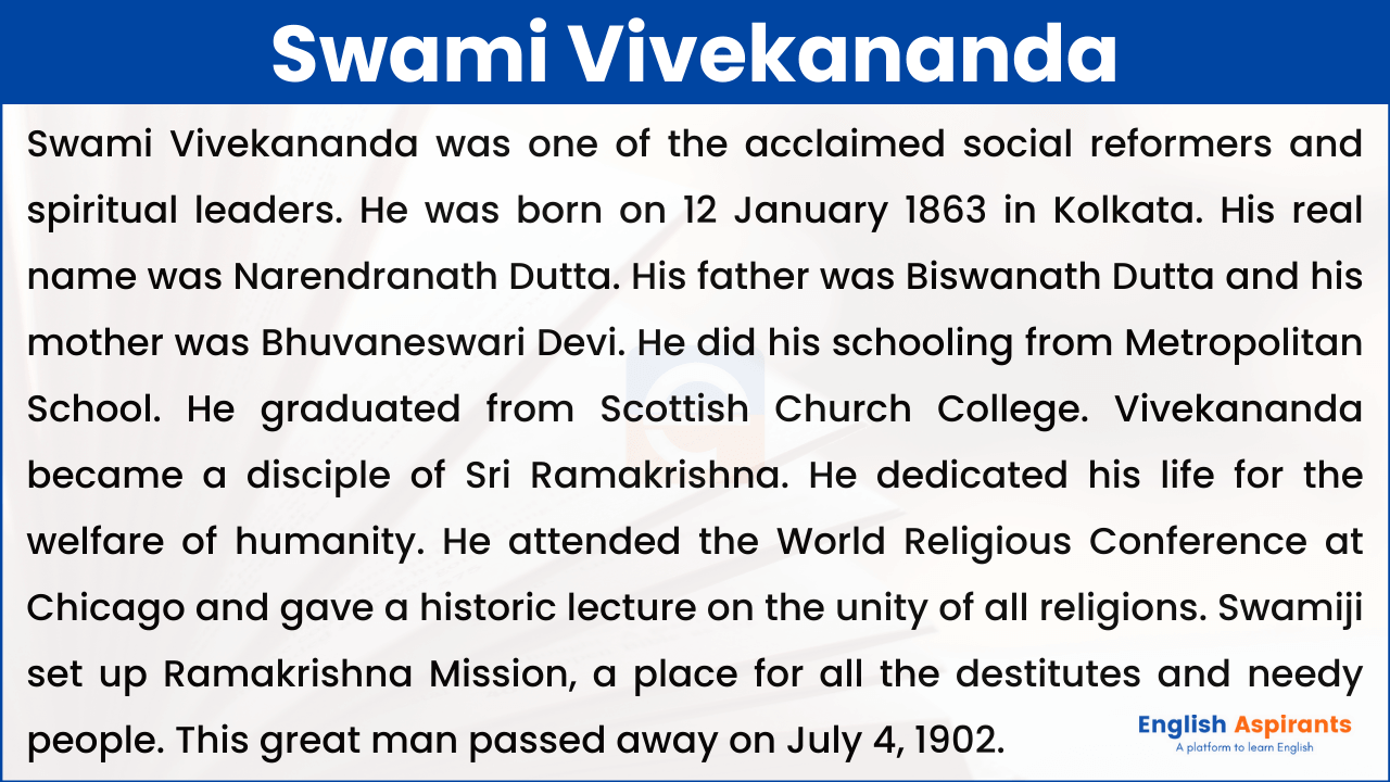 swami vivekananda essay 200 words