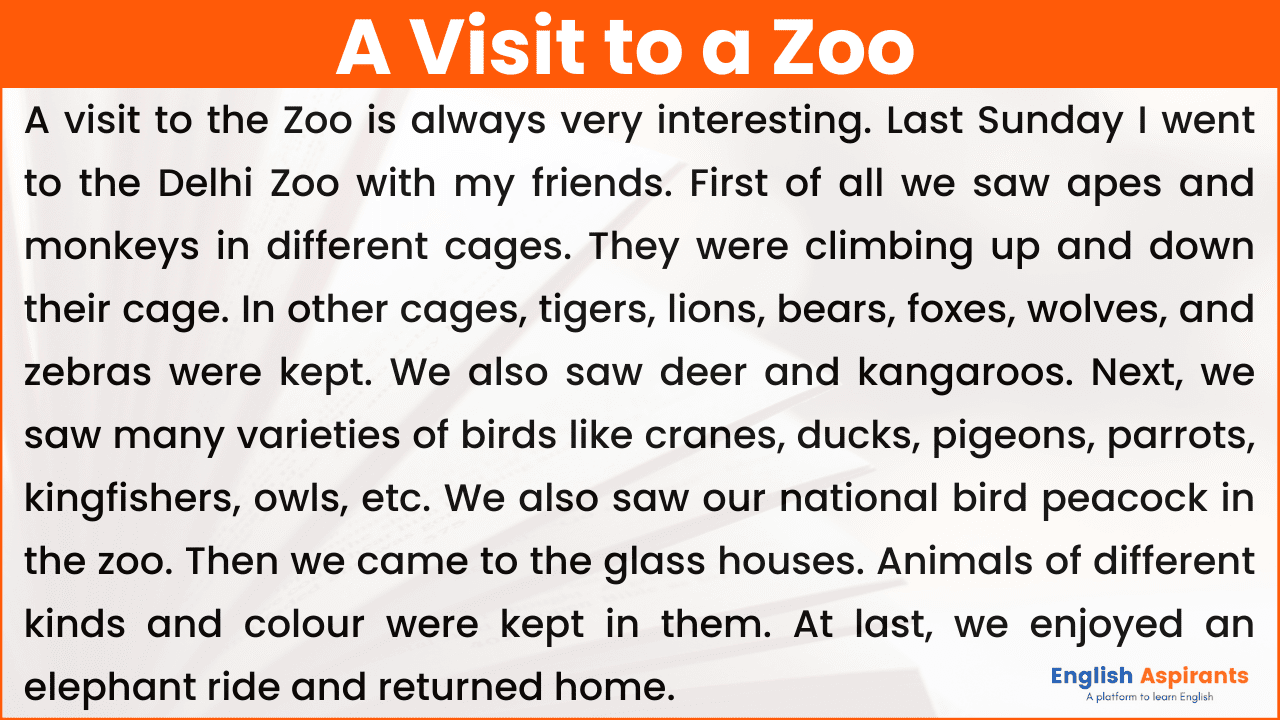 A Visit to a Zoo Essay in English