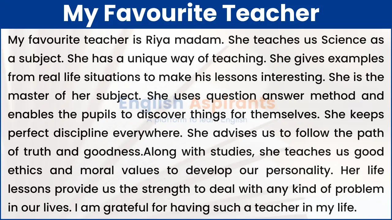 essay on best teacher 250 words