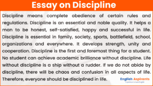 essay on good discipline
