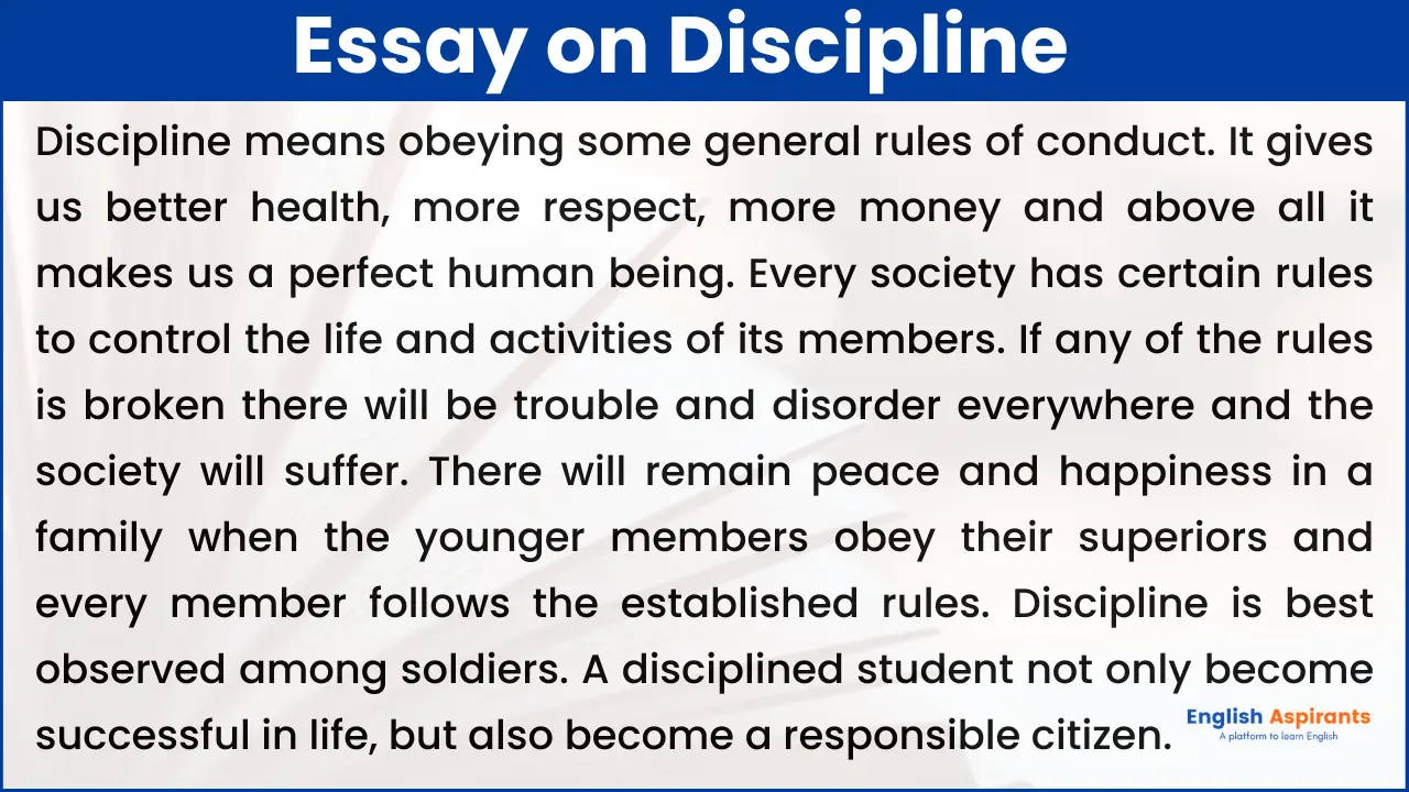 value of discipline essay 150 words