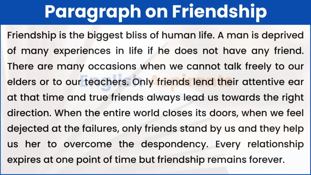 Friendship Paragraph in English