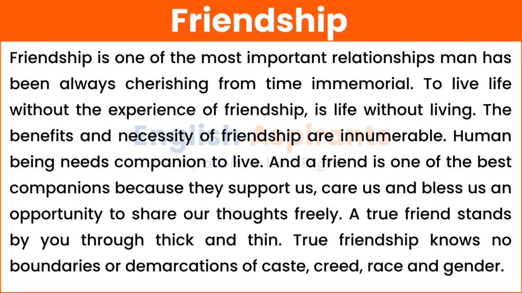 Paragraph about Friendship