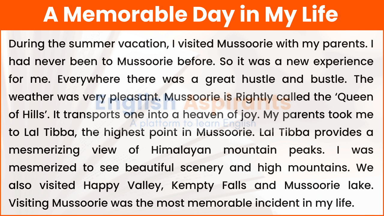 my memorable day in my life essay