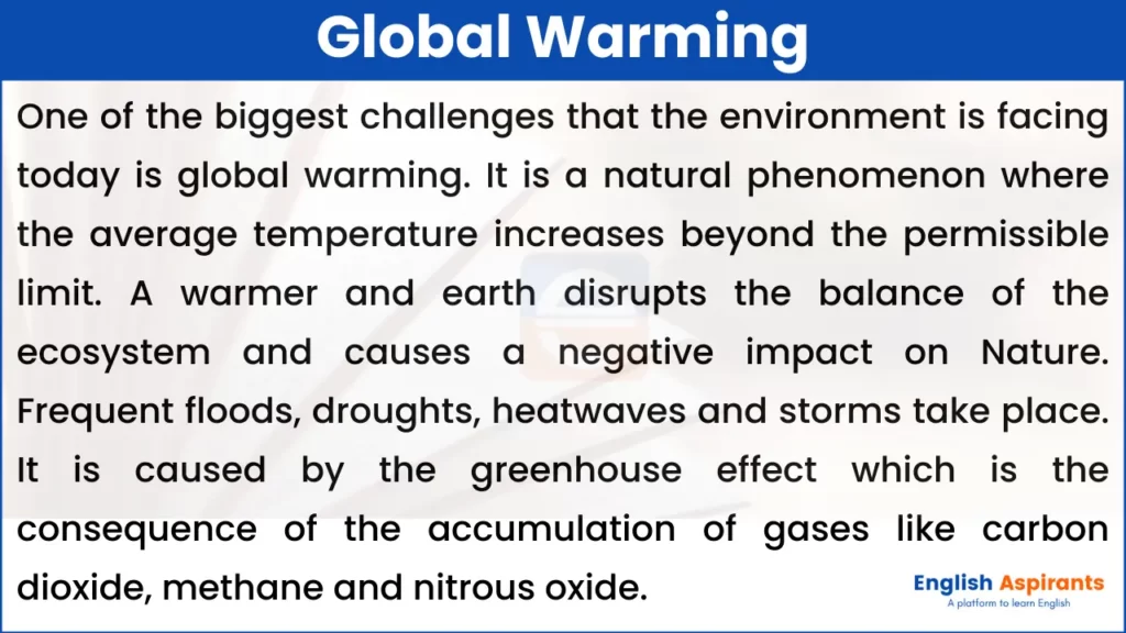 Global Warming Paragraph