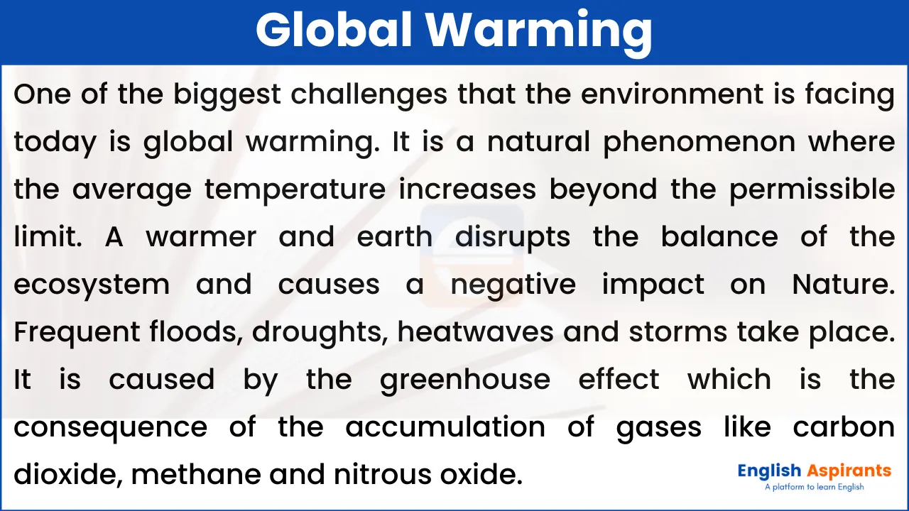 Global Warming Paragraph in English