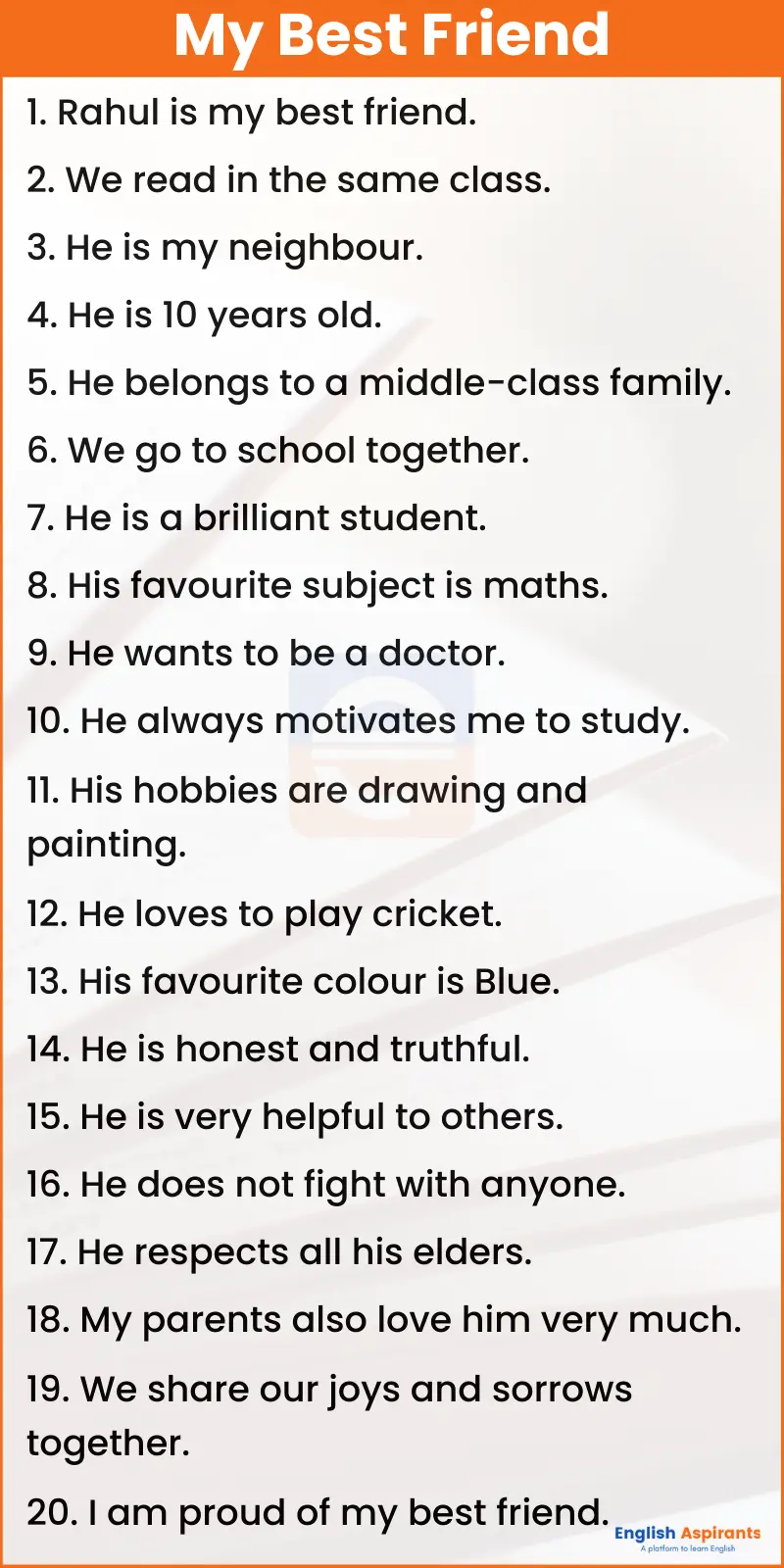 20 Lines on My Best Friend in English - EnglishAspirants