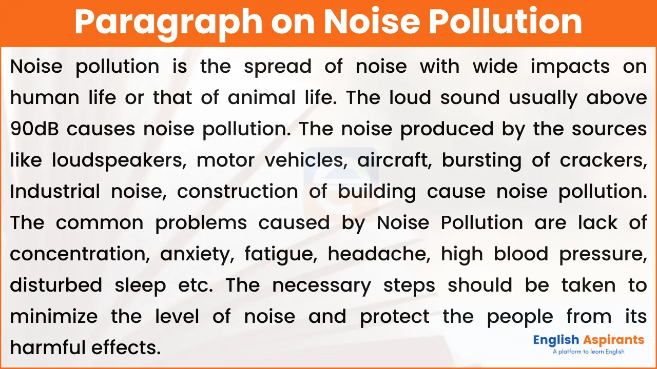 paragraph on noise pollution in english