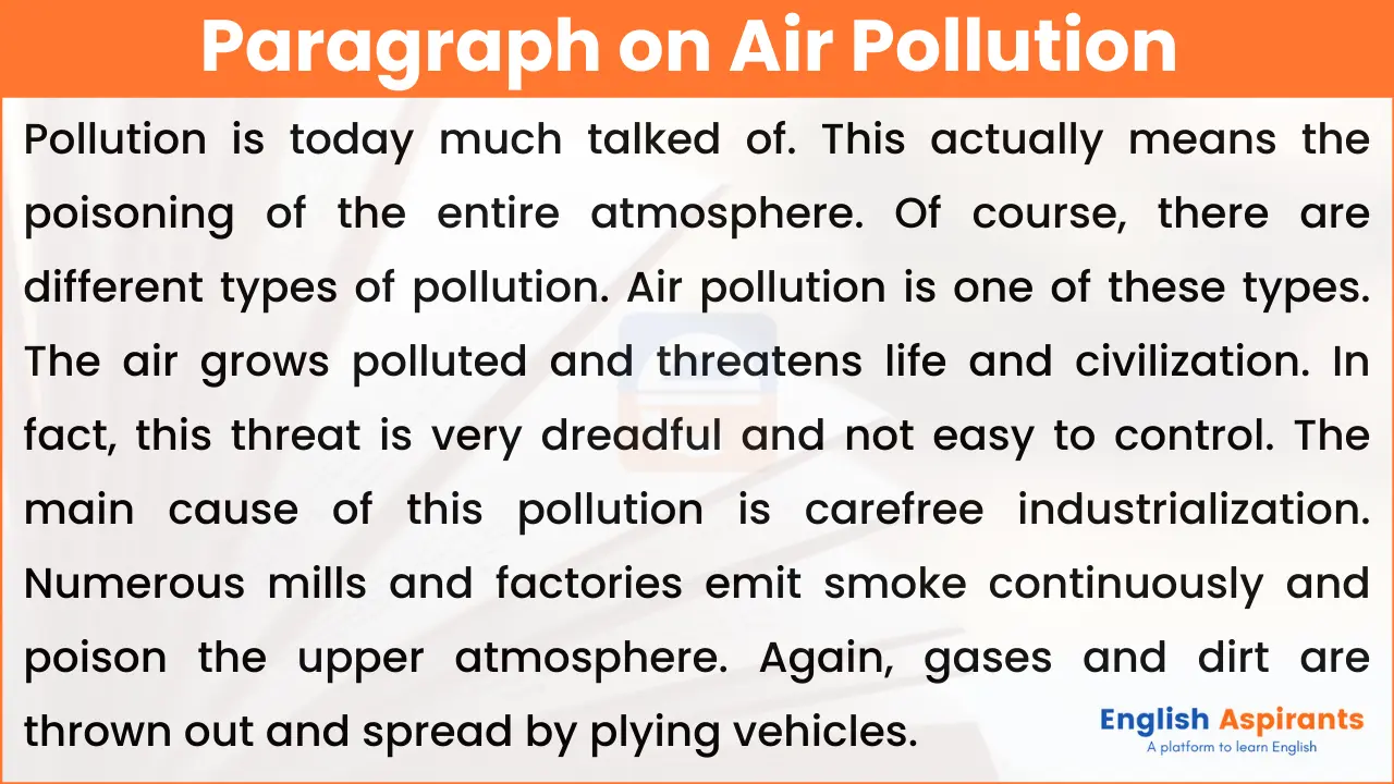 Paragraph on Air Pollution in English