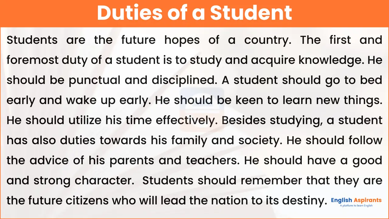 essay about duties of a student