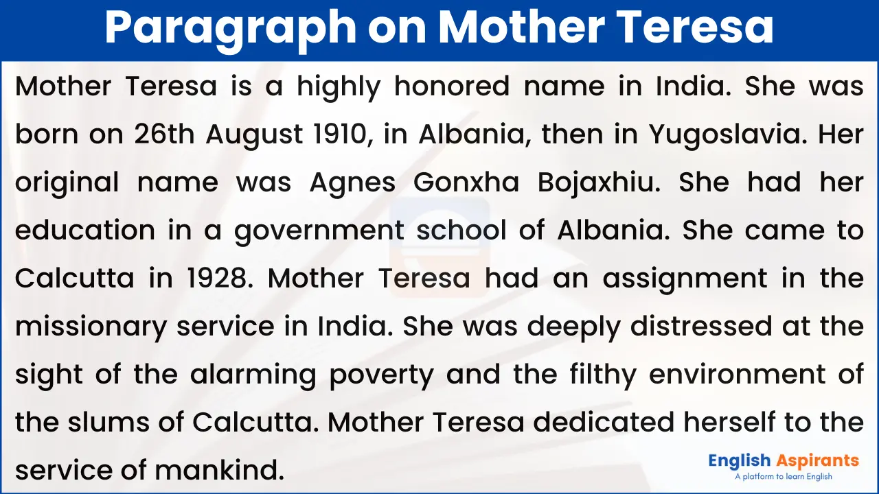 Mother Teresa Paragraph in English