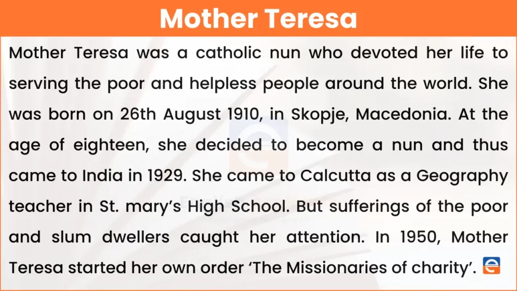 Paragraph on Mother Teresa
