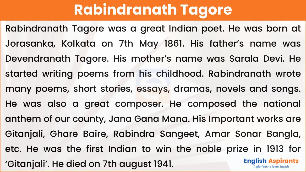 Paragraph on Rabindranath Tagore in English