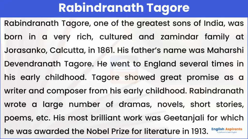 Paragraph about Rabindranath Tagore
