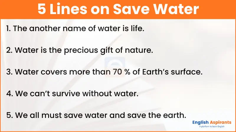 5 Lines on Save Water in English