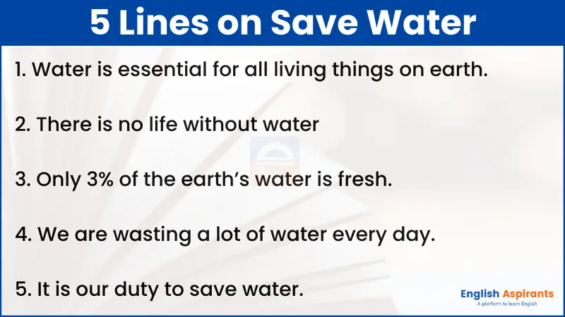 5 Lines on Save Water 