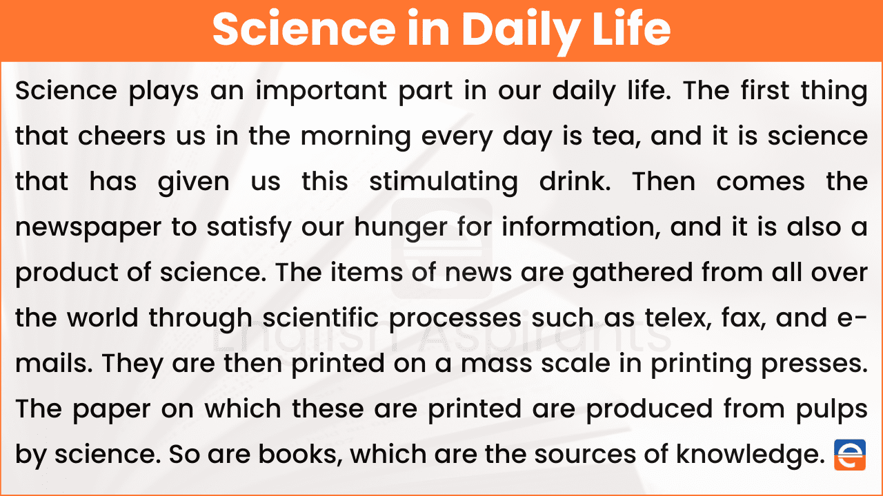 Paragraph on 'Science in Daily Life' 100, 150, 200, 250 Words