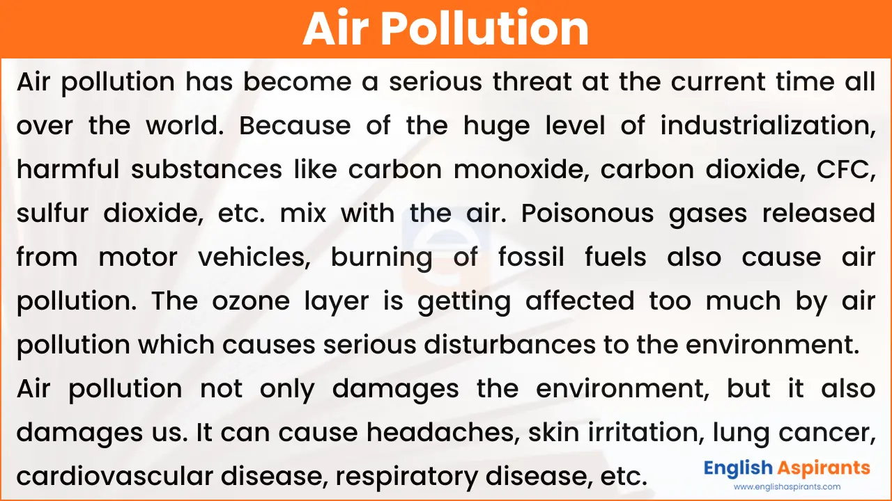 Air Pollution Paragraph in English