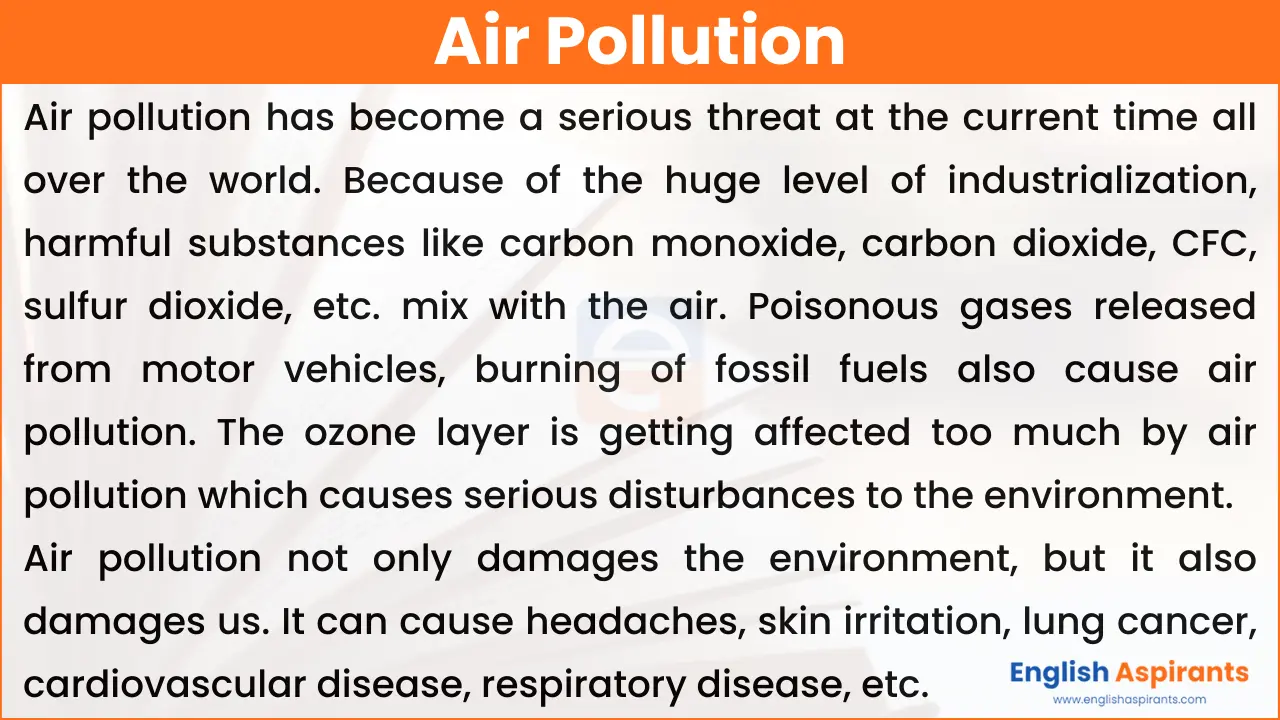 150 200 words essay on pollution