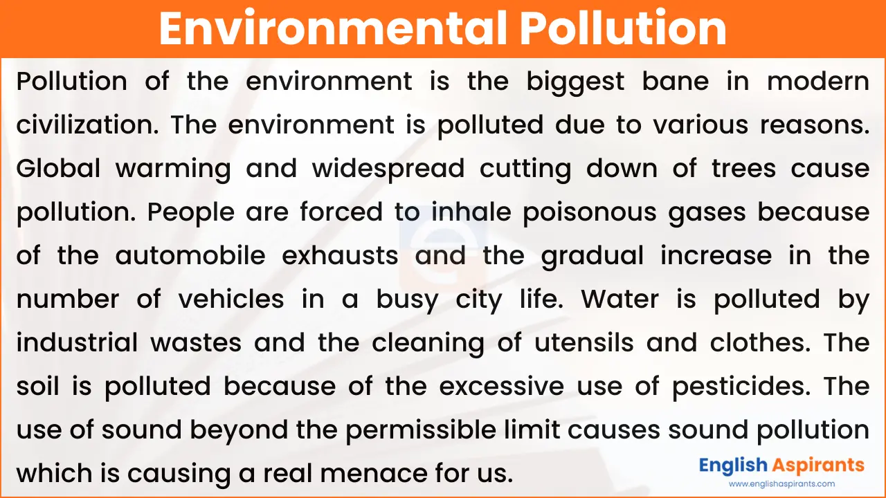 Environmental Pollution Paragraph in English