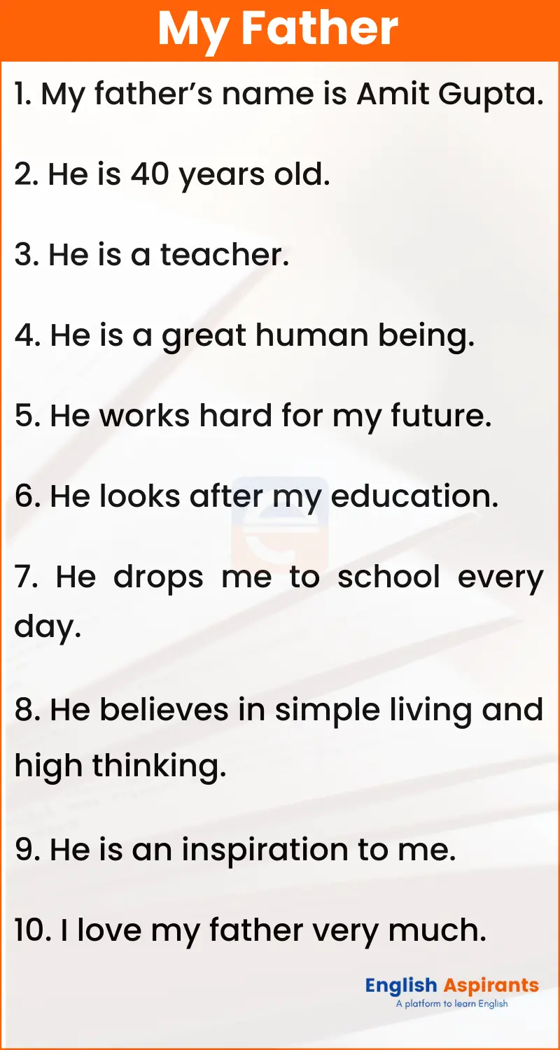 My Father Essay 10 Lines My Father 10 Lines English Aspirants